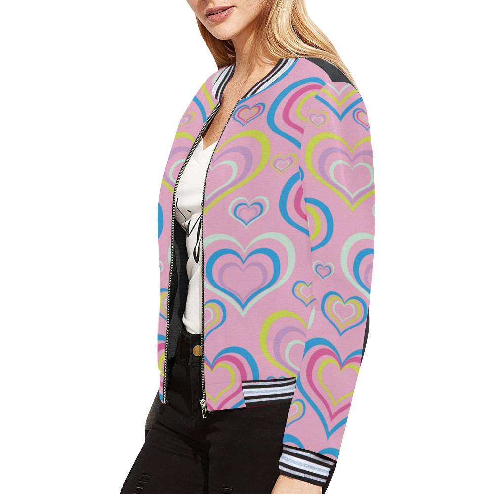 sweet heart All Over Print Bomber Jacket for Women (Model H21)