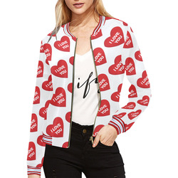 I love you in hearts All Over Print Bomber Jacket for Women (Model H21)