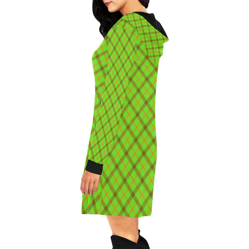 Tami Kaye Plaid All Over Print Hoodie Mini Dress (Model H27)