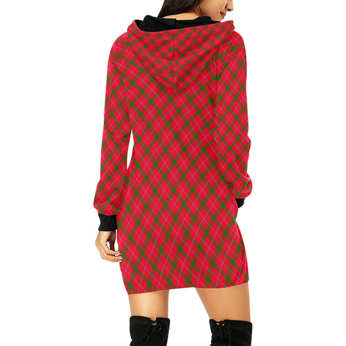 Holiday plaid Christmas tartan All Over Print Hoodie Mini Dress (Model H27)