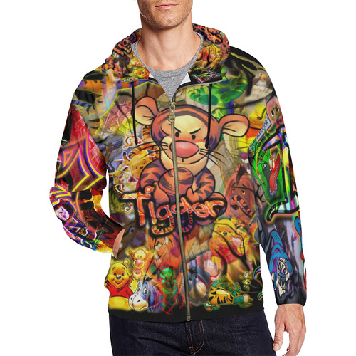Tigger and Pooh By TheONE Savior @ ImpossABLE Endeavors All Over Print Full Zip Hoodie for Men (Model H14)