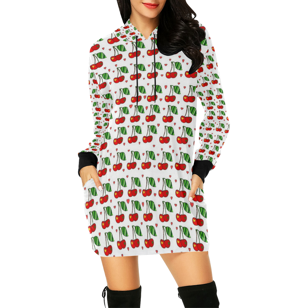 Cherry by Nico Bielow All Over Print Hoodie Mini Dress (Model H27)