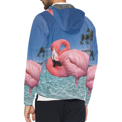 Flamingo and Palms Unisex All Over Print Windbreaker (Model H23)