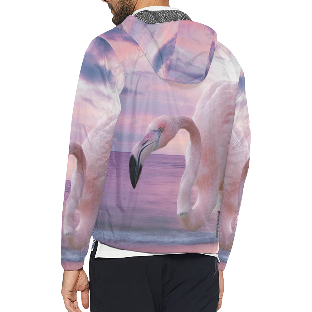 Flamingo and Pink Sky Unisex All Over Print Windbreaker (Model H23)