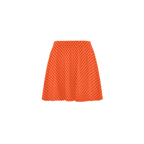 Bright Red Polka Dots on Orange VAS2 Mini Skating Skirt (Model D36)
