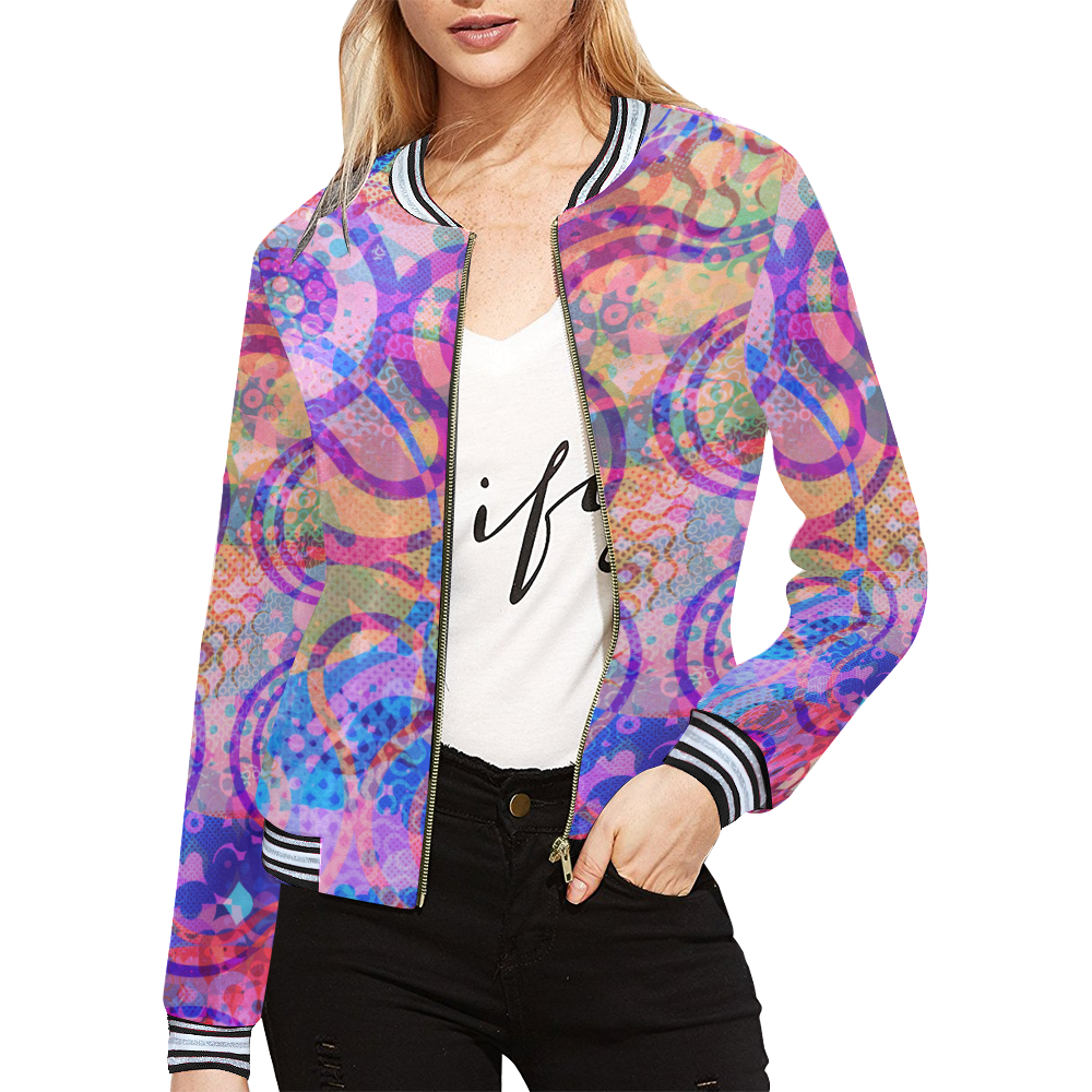 Rainbow Cthulhu All Over Print Bomber Jacket for Women (Model H21)
