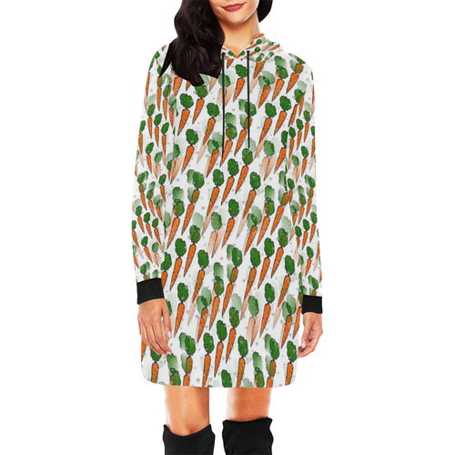 Carrot by Nico Bielow All Over Print Hoodie Mini Dress (Model H27)