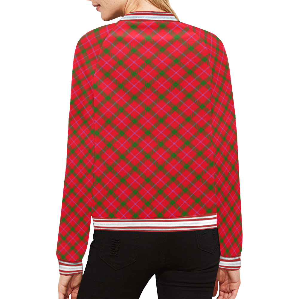 Holiday plaid Christmas tartan All Over Print Bomber Jacket for Women (Model H21)