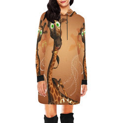 Funny, cute giraffe All Over Print Hoodie Mini Dress (Model H27)