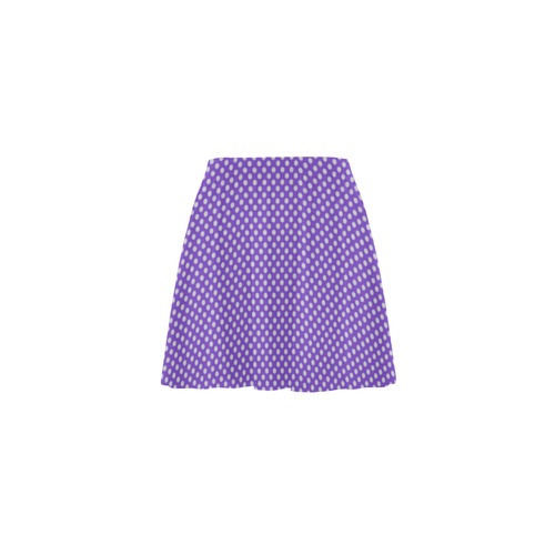 Silver Gray Polka Dots on Ultra Violet VAS2 Mini Skating Skirt (Model D36)
