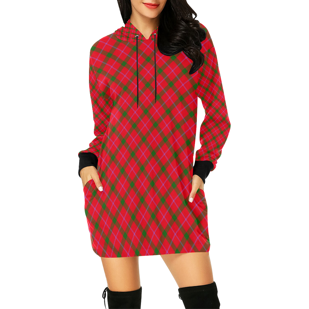 Holiday plaid Christmas tartan All Over Print Hoodie Mini Dress (Model H27)