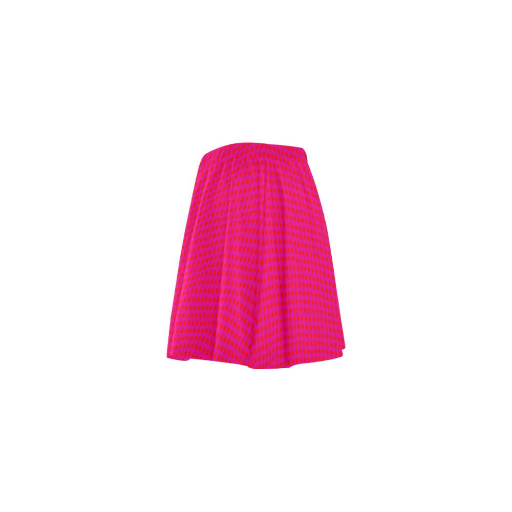 Bright Red Polka Dots on Pink VAS2 Mini Skating Skirt (Model D36)