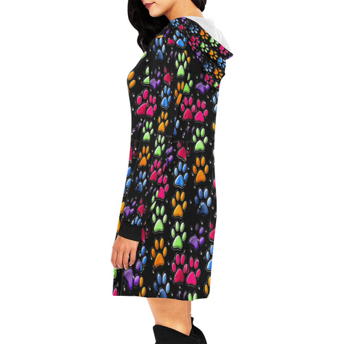 Paws by Nico Bielow All Over Print Hoodie Mini Dress (Model H27)