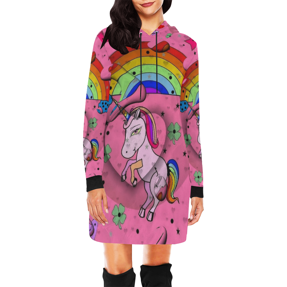 Unicorn by Nico Bielow All Over Print Hoodie Mini Dress (Model H27)