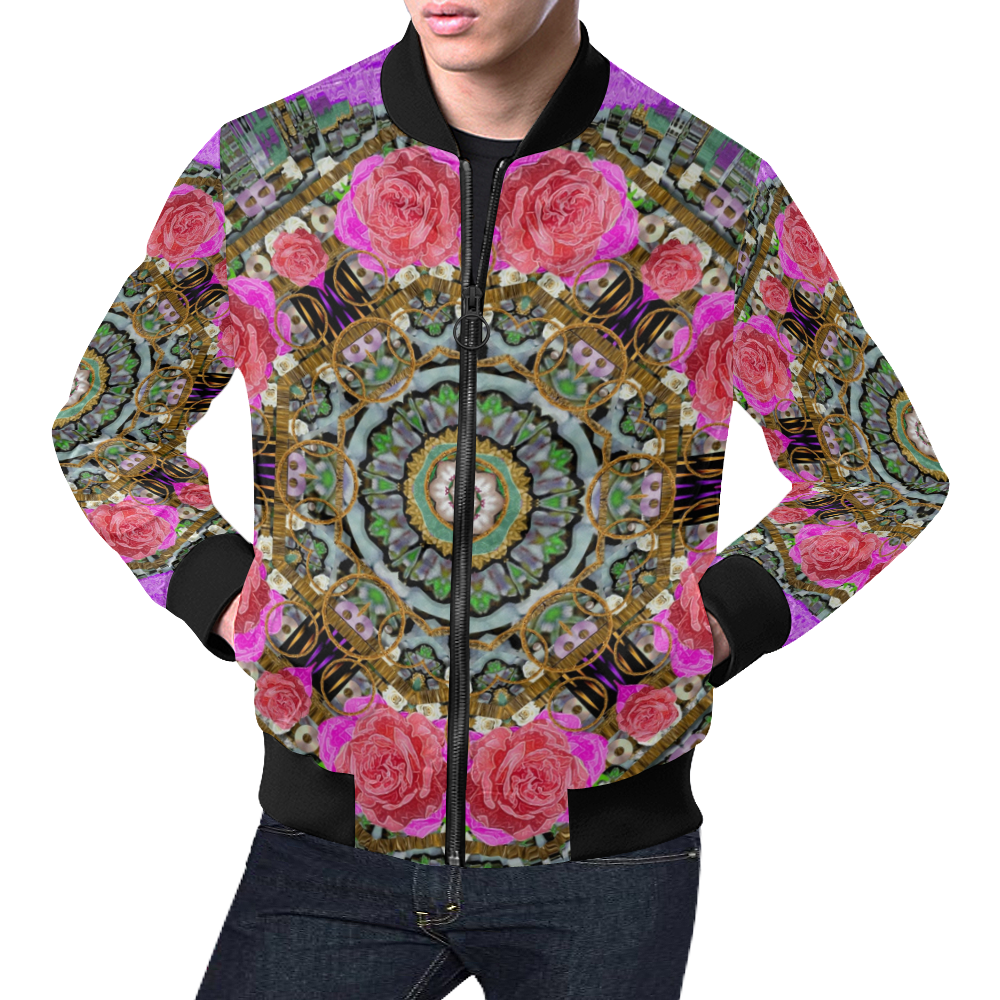 roses in a color cascade of freedom and peace All Over Print Bomber Jacket for Men (Model H19)