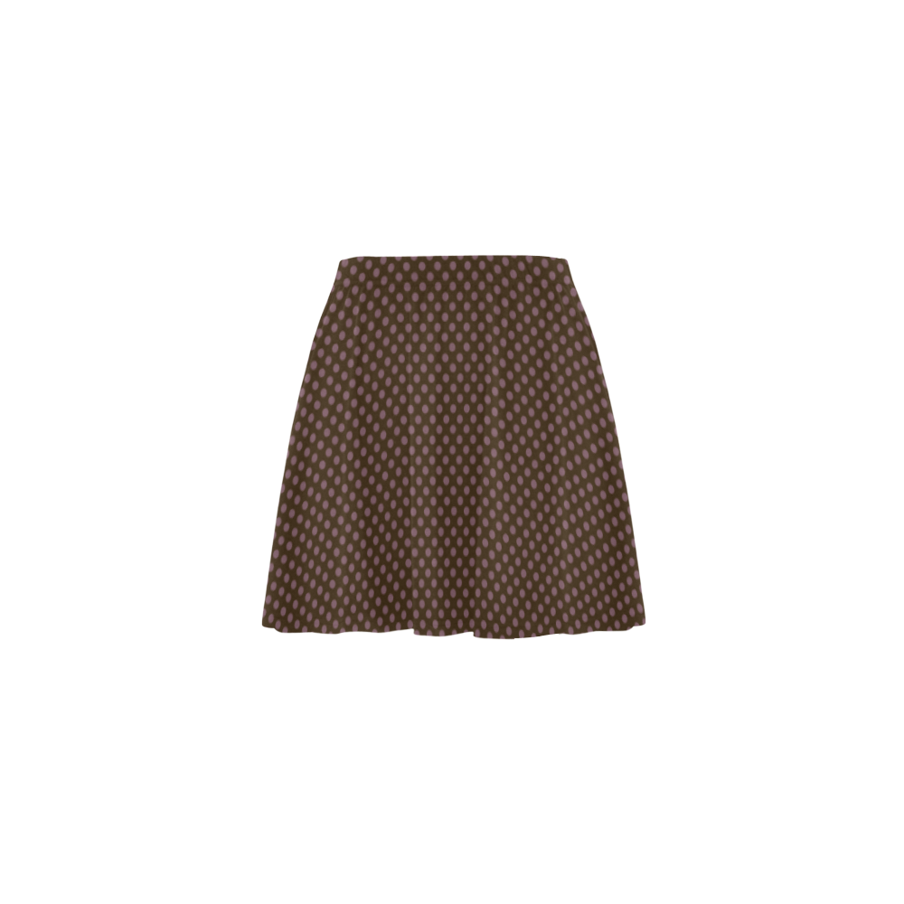 Cocoa Polka Dots on Dark Brown VAS2 Mini Skating Skirt (Model D36)