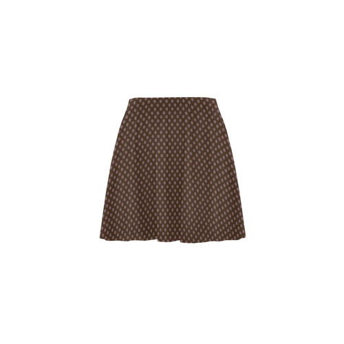 Cocoa Polka Dots on Dark Brown VAS2 Mini Skating Skirt (Model D36)