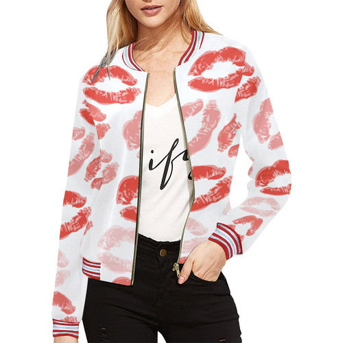kiss background All Over Print Bomber Jacket for Women (Model H21)