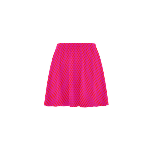 Bright Red Polka Dots on Pink VAS2 Mini Skating Skirt (Model D36)