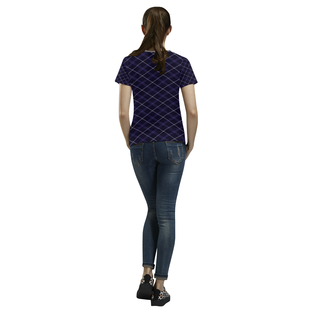 blue plaid for winter All Over Print T-shirt for Women/Large Size (USA Size) (Model T40)
