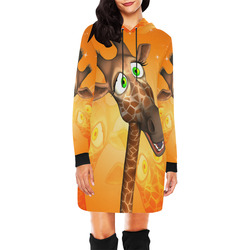 Cute, funny giraffe All Over Print Hoodie Mini Dress (Model H27)