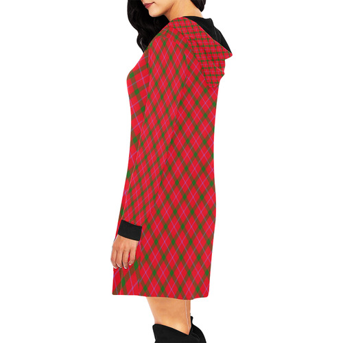 Holiday plaid Christmas tartan All Over Print Hoodie Mini Dress (Model H27)