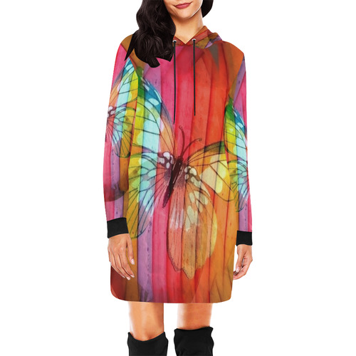 Butterfly by Nico Bielow All Over Print Hoodie Mini Dress (Model H27)