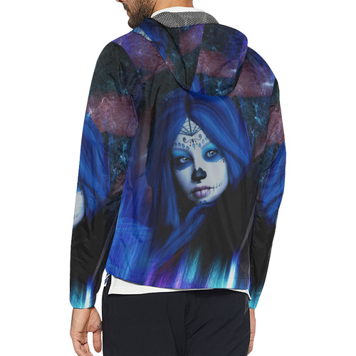 Sugar Skull Girl Unisex All Over Print Windbreaker (Model H23)