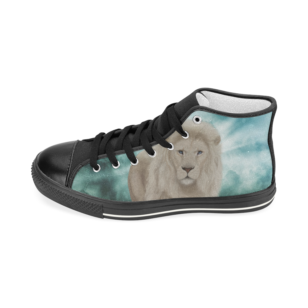 The white lion in the universe Women's Classic High Top Canvas Shoes (Model 017)
