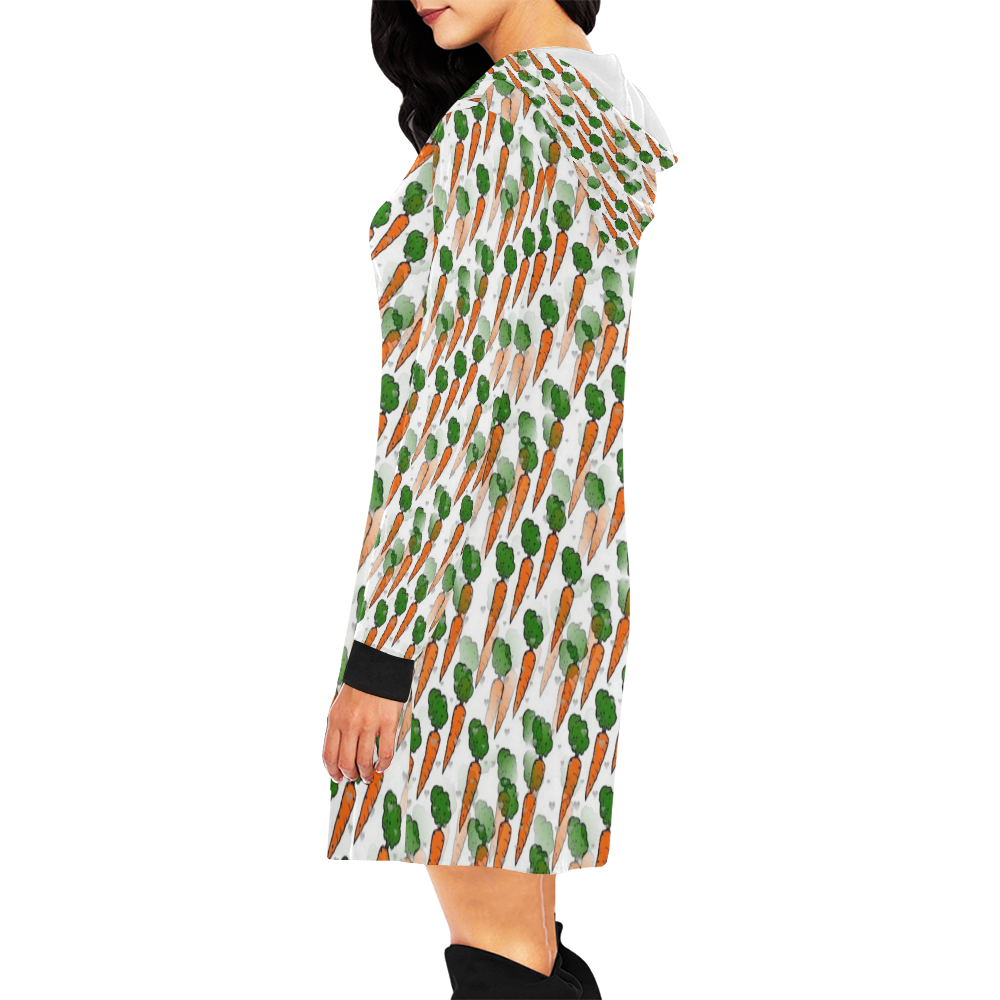 Carrot by Nico Bielow All Over Print Hoodie Mini Dress (Model H27)