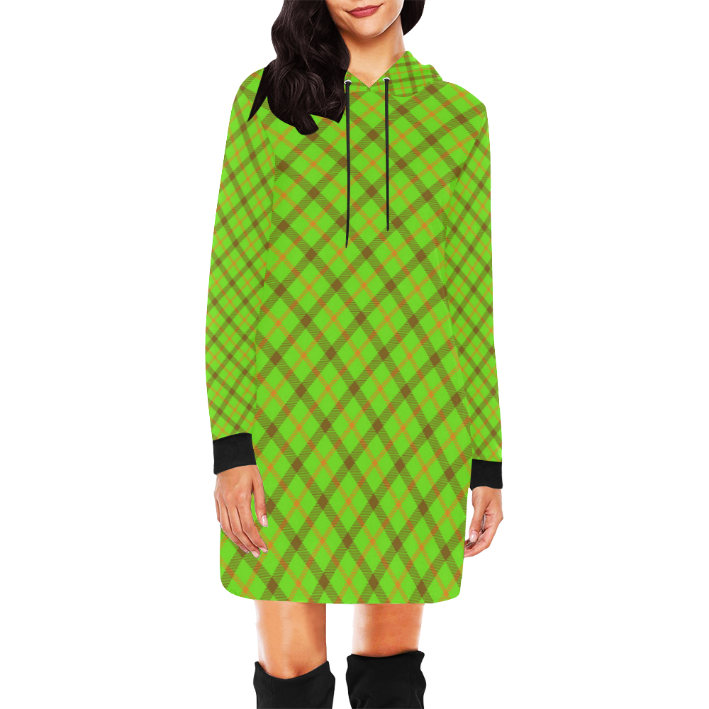 Tami Kaye Plaid All Over Print Hoodie Mini Dress (Model H27)
