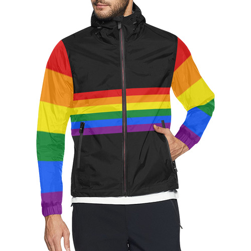 Gay Pride Rainbow Flag Stripes Unisex All Over Print Windbreaker (Model H23)