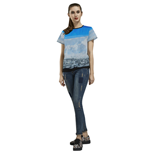 Iceberg Antarctica Low Poly Nature Landscape All Over Print T-shirt for Women/Large Size (USA Size) (Model T40)