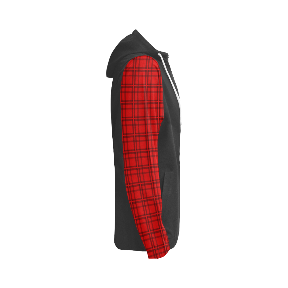 Plaid Black & Red IV VAS2 All Over Print Full Zip Hoodie for Women (Model H14)