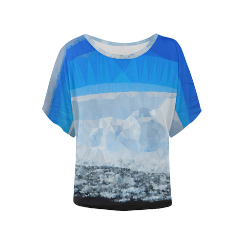 Iceberg Antarctica Low Poly Nature Landscape Women's Batwing-Sleeved Blouse T shirt (Model T44)