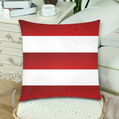 Red White Stripes Custom Zippered Pillow Cases 18"x 18" (Twin Sides) (Set of 2)