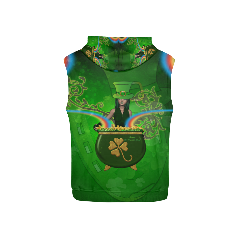 Happy St. Patrick's day All Over Print Sleeveless Hoodie for Kid (Model H15)
