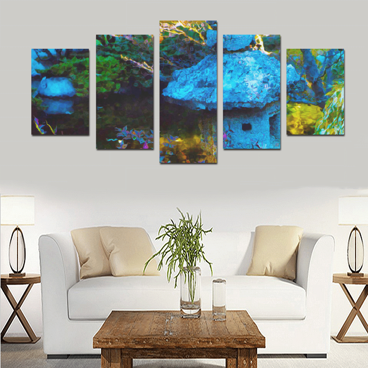 Japanese Painted Garden Canvas Print Sets D (No Frame)