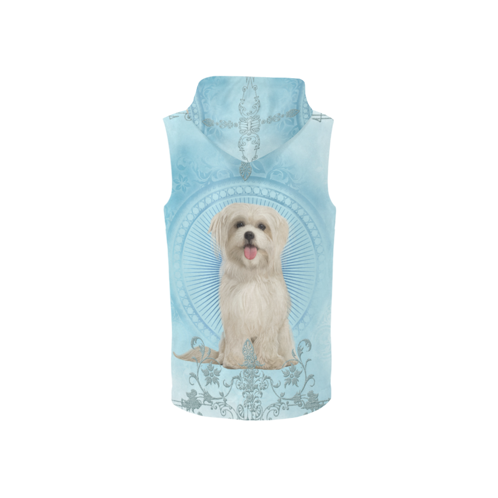Cute havanese puppy All Over Print Sleeveless Zip Up Hoodie for Women (Model H16)
