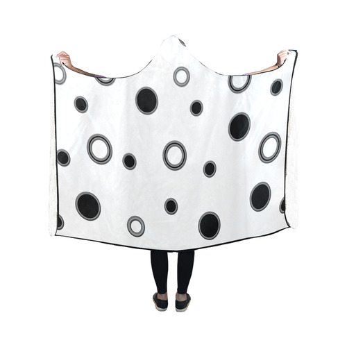 Black Polka Dots Hooded Blanket 50''x40''