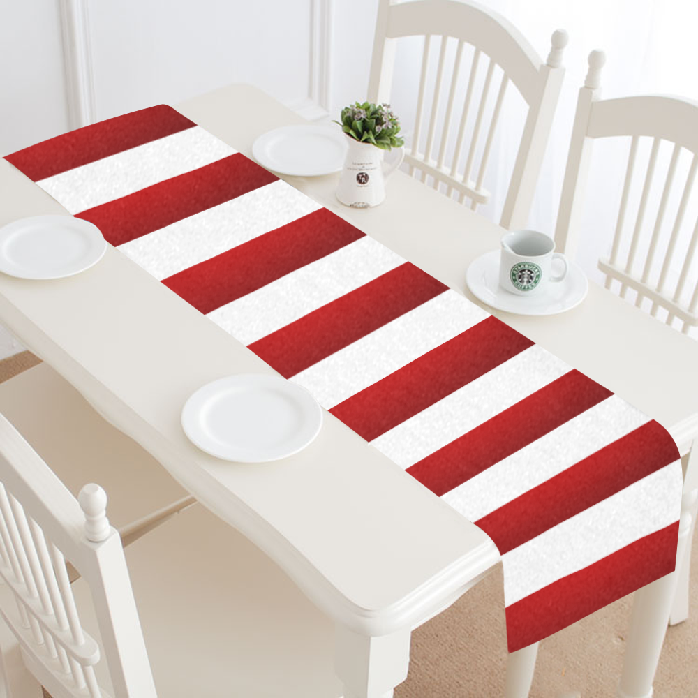 Red White Stripes Table Runner 16x72 inch
