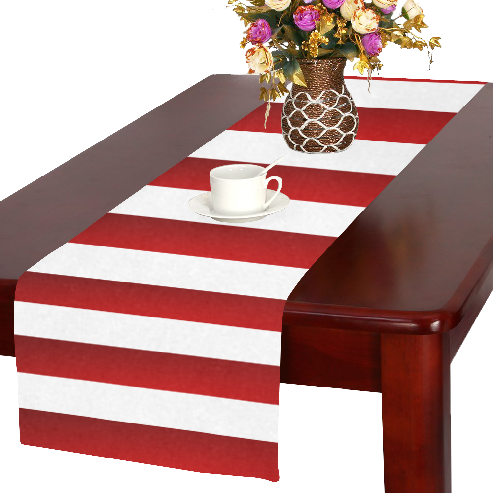 Red White Stripes Table Runner 16x72 inch