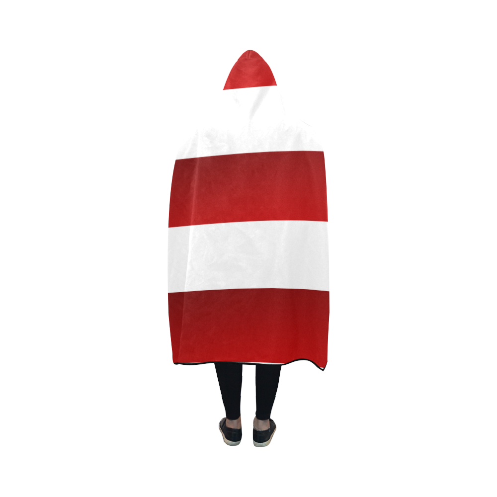 Red White Stripes Hooded Blanket 50''x40''