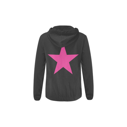 Pink Star on Black VAS2 All Over Print Full Zip Hoodie for Kid (Model H14)
