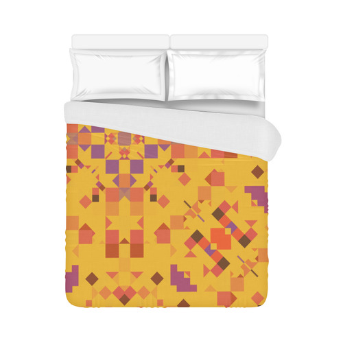 Autumn Yellow and Orange Geometric Duvet Cover 86"x70" ( All-over-print)