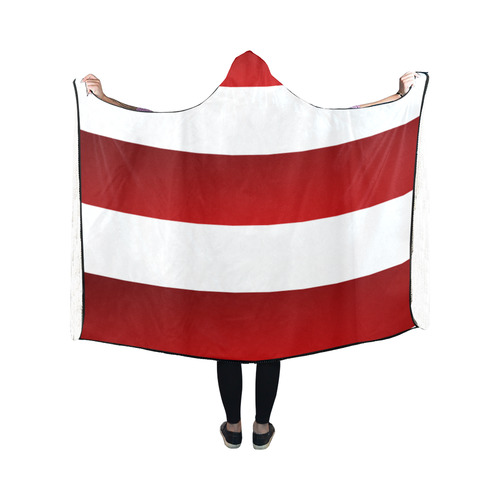 Red White Stripes Hooded Blanket 50''x40''
