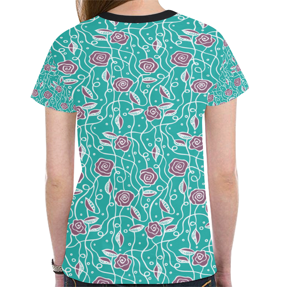 Aqua Rose New All Over Print T-shirt for Women (Model T45)