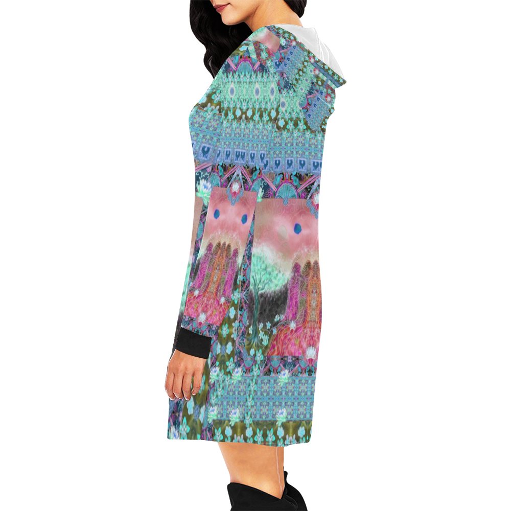 sanctuary 5 All Over Print Hoodie Mini Dress (Model H27)