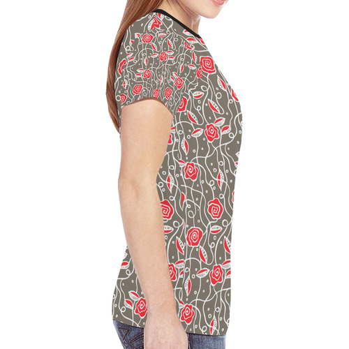 Rose Vines New All Over Print T-shirt for Women (Model T45)