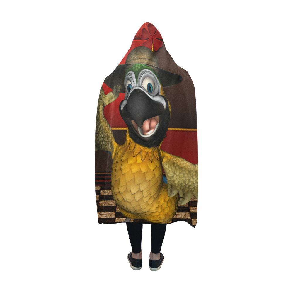 Funny parrot with summer hat Hooded Blanket 60''x50''